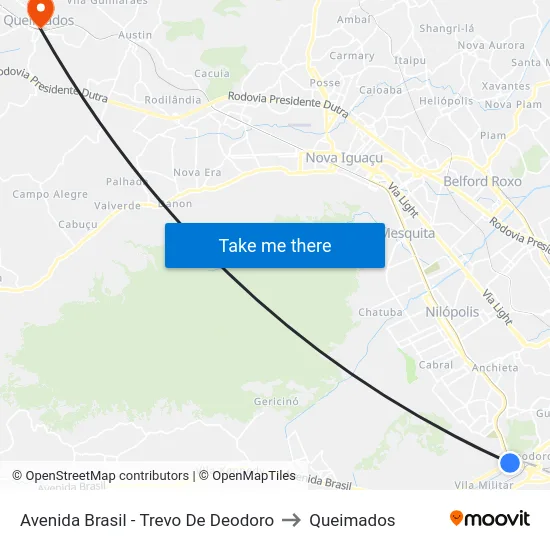 Avenida Brasil - Trevo De Deodoro to Queimados map