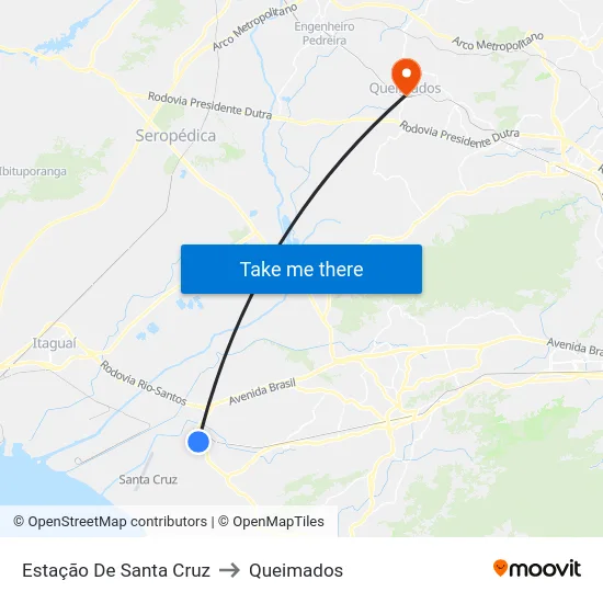 Estação De Santa Cruz to Queimados map