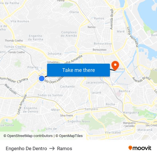 Engenho De Dentro to Ramos map