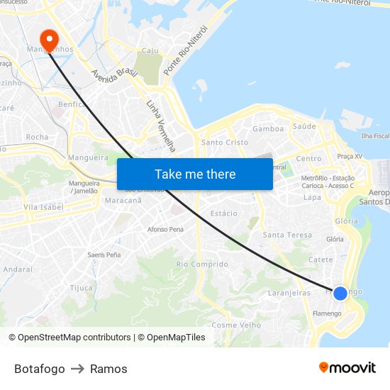 Botafogo to Ramos map