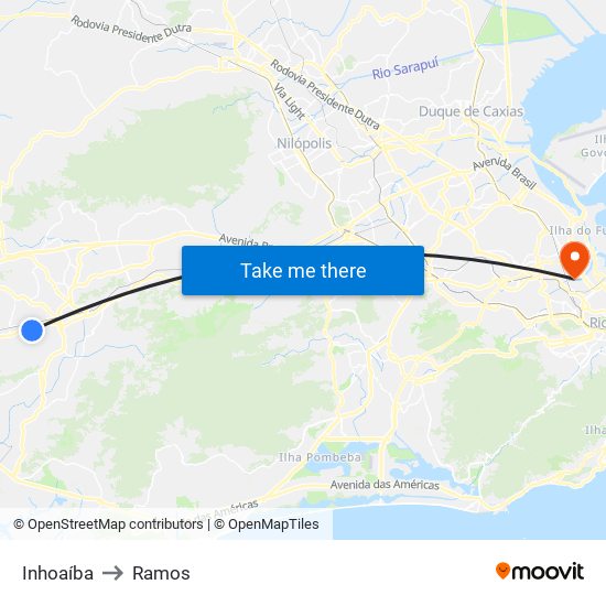 Inhoaíba to Ramos map