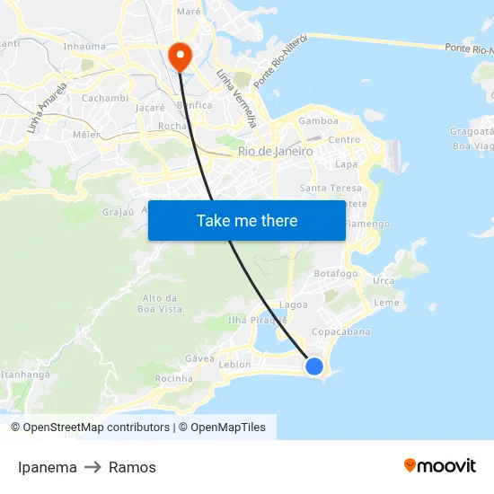 Ipanema to Ramos map