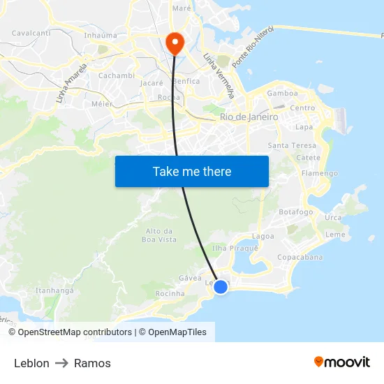 Leblon to Ramos map