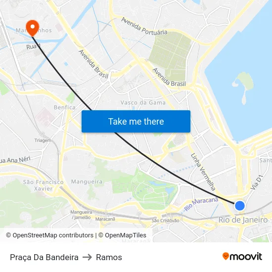 Praça Da Bandeira to Ramos map