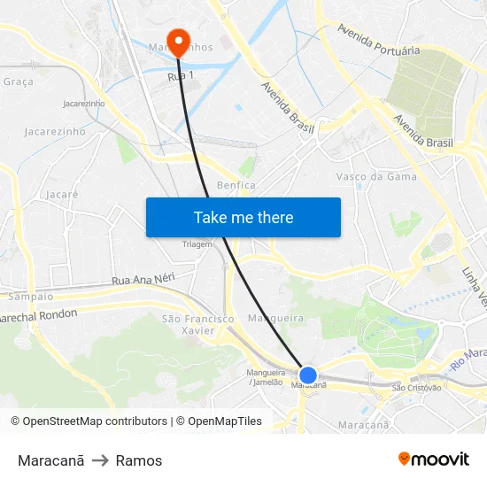 Maracanã to Ramos map