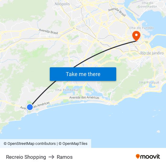 Recreio Shopping to Ramos map