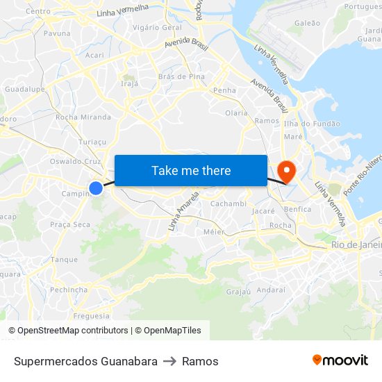 Supermercados Guanabara to Ramos map