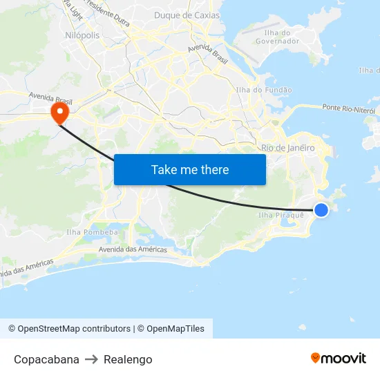Copacabana to Realengo map