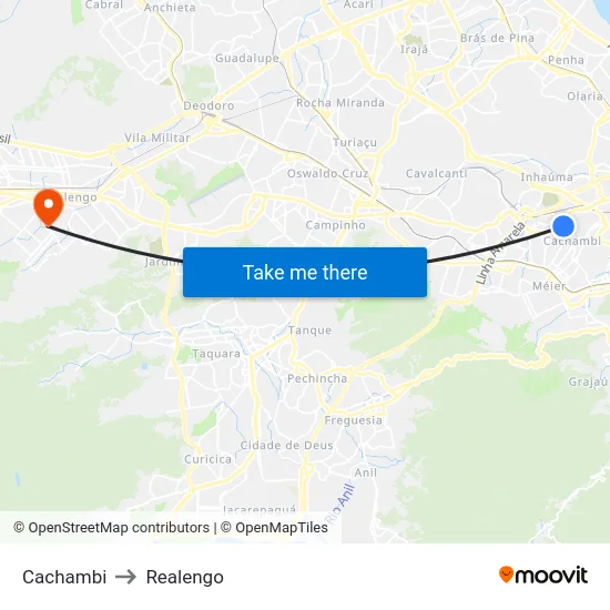 Cachambi to Realengo map