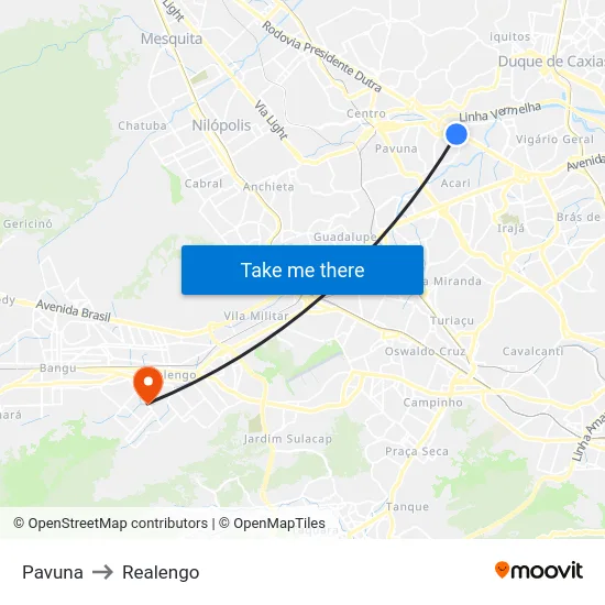 Pavuna to Realengo map