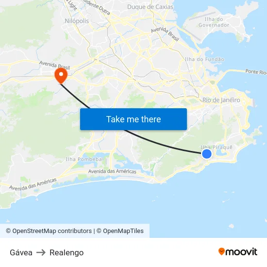 Gávea to Realengo map