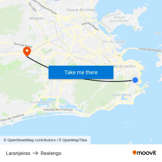 Laranjeiras to Realengo map