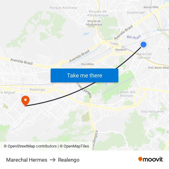 Marechal Hermes to Realengo map