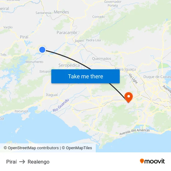 Piraí to Realengo map