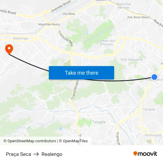 Praça Seca to Realengo map