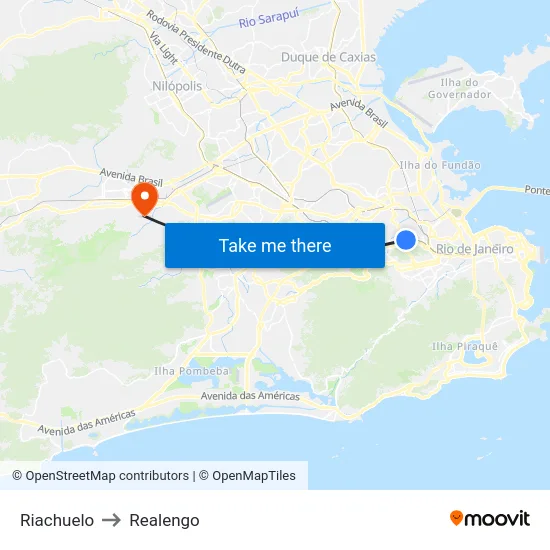 Riachuelo to Realengo map