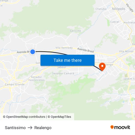 Santíssimo to Realengo map