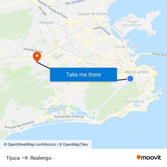 Tijuca to Realengo map