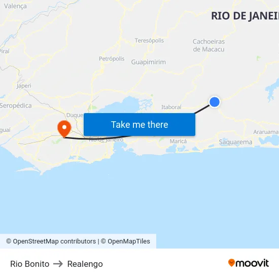 Rio Bonito to Realengo map