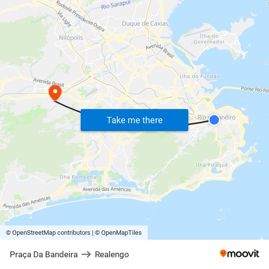 Praça Da Bandeira to Realengo map