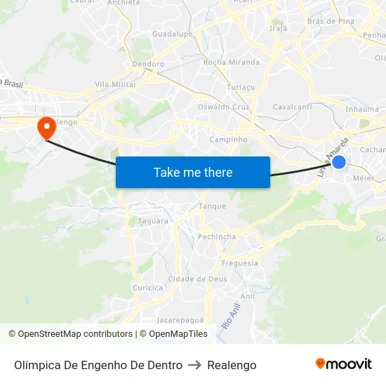 Olímpica De Engenho De Dentro to Realengo map