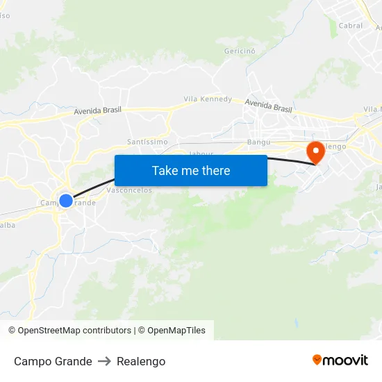 Campo Grande to Realengo map