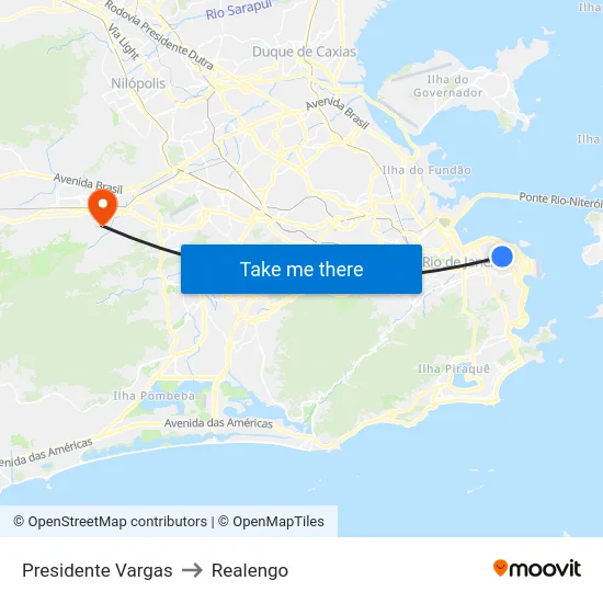 Presidente Vargas to Realengo map