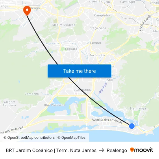 BRT Jardim Oceânico | Term. Nuta James to Realengo map