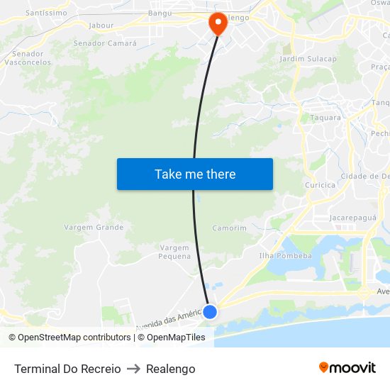 Terminal Do Recreio to Realengo map