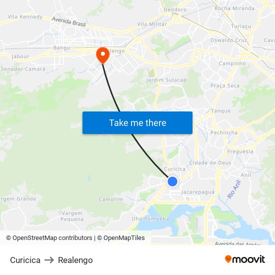 Curicica to Realengo map