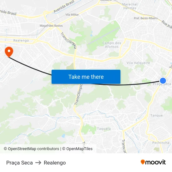 Praça Seca to Realengo map
