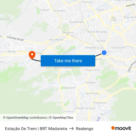 Estação De Trem | BRT Madureira to Realengo map