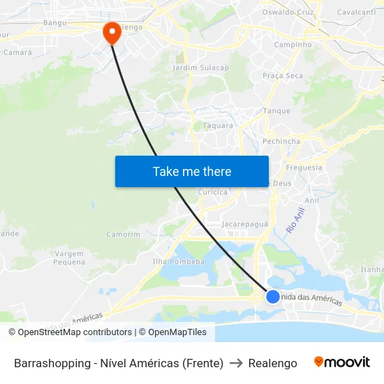 Barrashopping - Nível Américas (Frente) to Realengo map