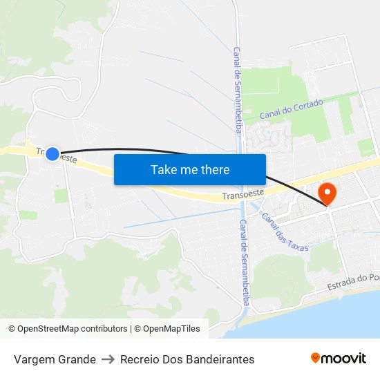 Vargem Grande to Recreio Dos Bandeirantes map