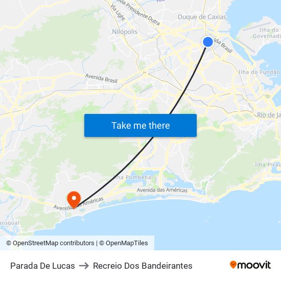 Parada De Lucas to Recreio Dos Bandeirantes map