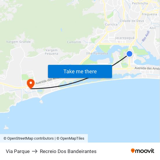 Via Parque to Recreio Dos Bandeirantes map