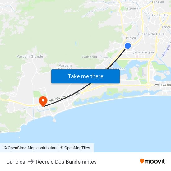 Curicica to Recreio Dos Bandeirantes map