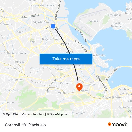 Cordovil to Riachuelo map