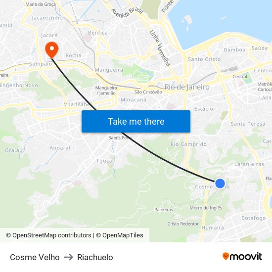 Cosme Velho to Riachuelo map