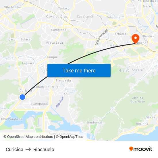 Curicica to Riachuelo map