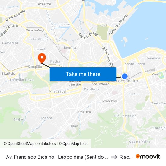 Av. Francisco Bicalho | Leopoldina (Sentido São Cristóvão / Rodoviária) to Riachuelo map