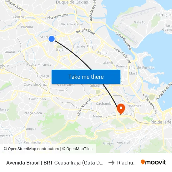 Avenida Brasil | BRT Ceasa-Irajá (Gata De Irajá) to Riachuelo map
