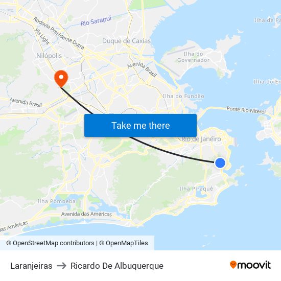 Laranjeiras to Ricardo De Albuquerque map