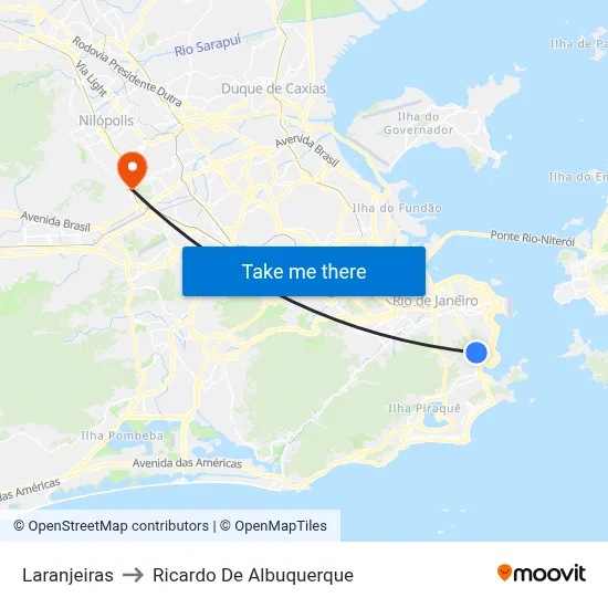 Laranjeiras to Ricardo De Albuquerque map