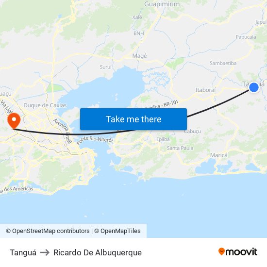 Tanguá to Ricardo De Albuquerque map