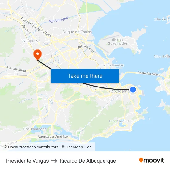 Presidente Vargas to Ricardo De Albuquerque map