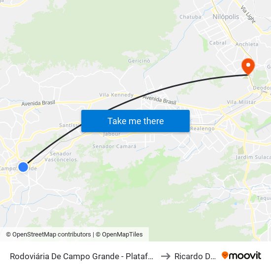 Rodoviária De Campo Grande - Plataforma D (Campo Grande E Jabour - Executivo) to Ricardo De Albuquerque map