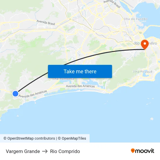 Vargem Grande to Rio Comprido map
