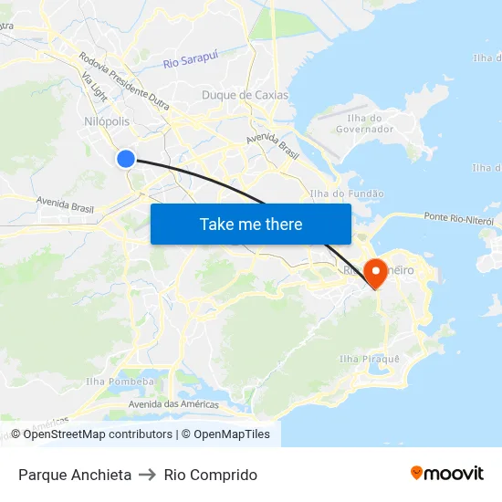 Parque Anchieta to Rio Comprido map