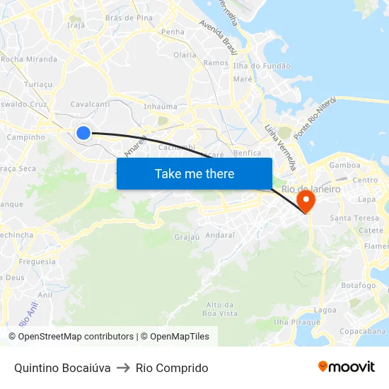 Quintino Bocaiúva to Rio Comprido map